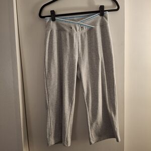 G.W. Women's Gray Cropped Yoga Sweat Pants with Blue Accent